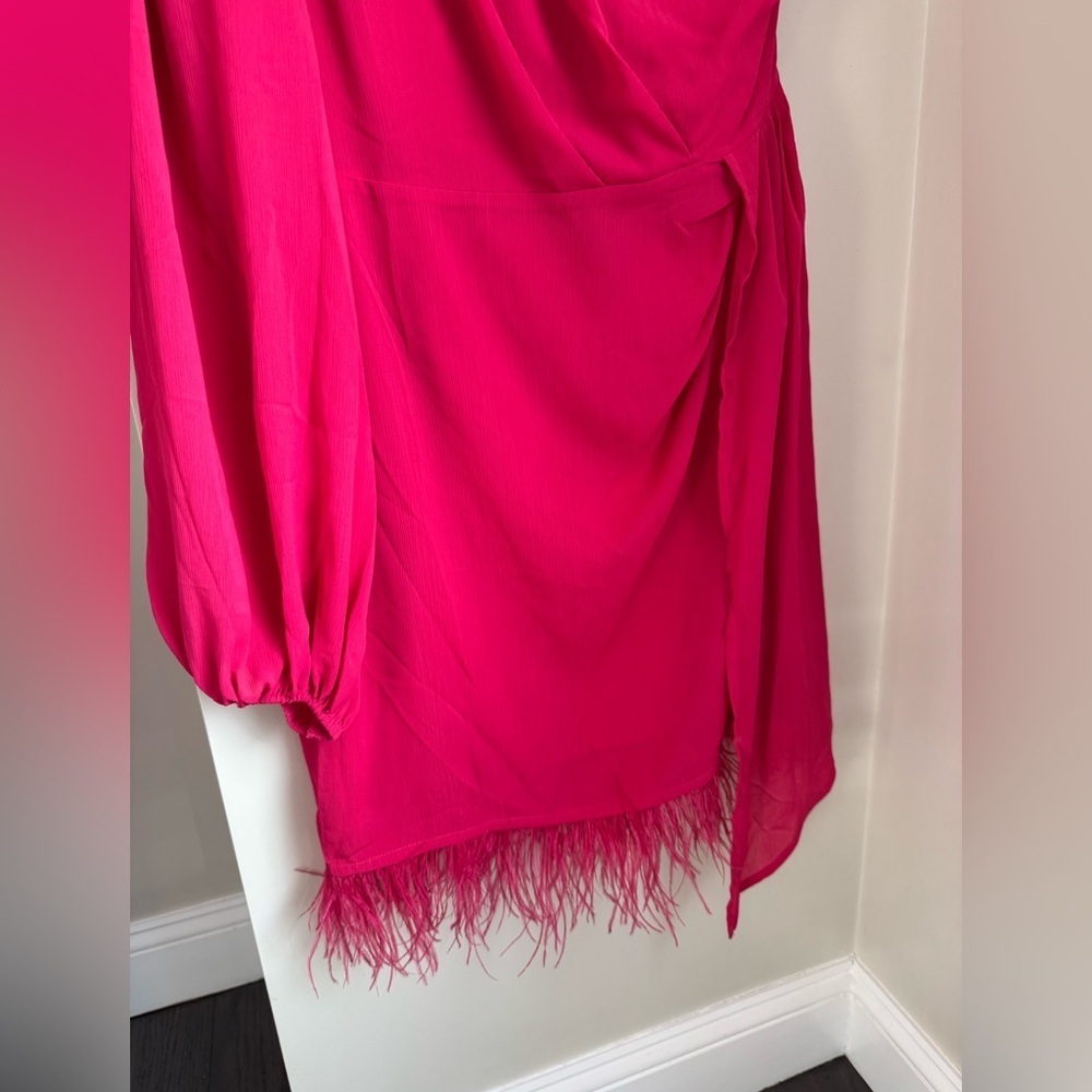 Vici Las Vegas One Shoulder Fringe Trim Pink Mini Dress XL - Picture 6 of 12